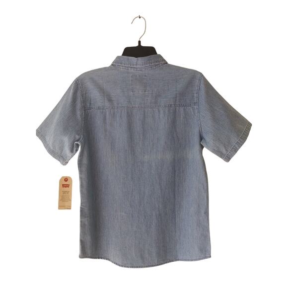 NWT Levi's Boy's Button Down Collared Shirt Blue Stripe L - Picture 4 of 10